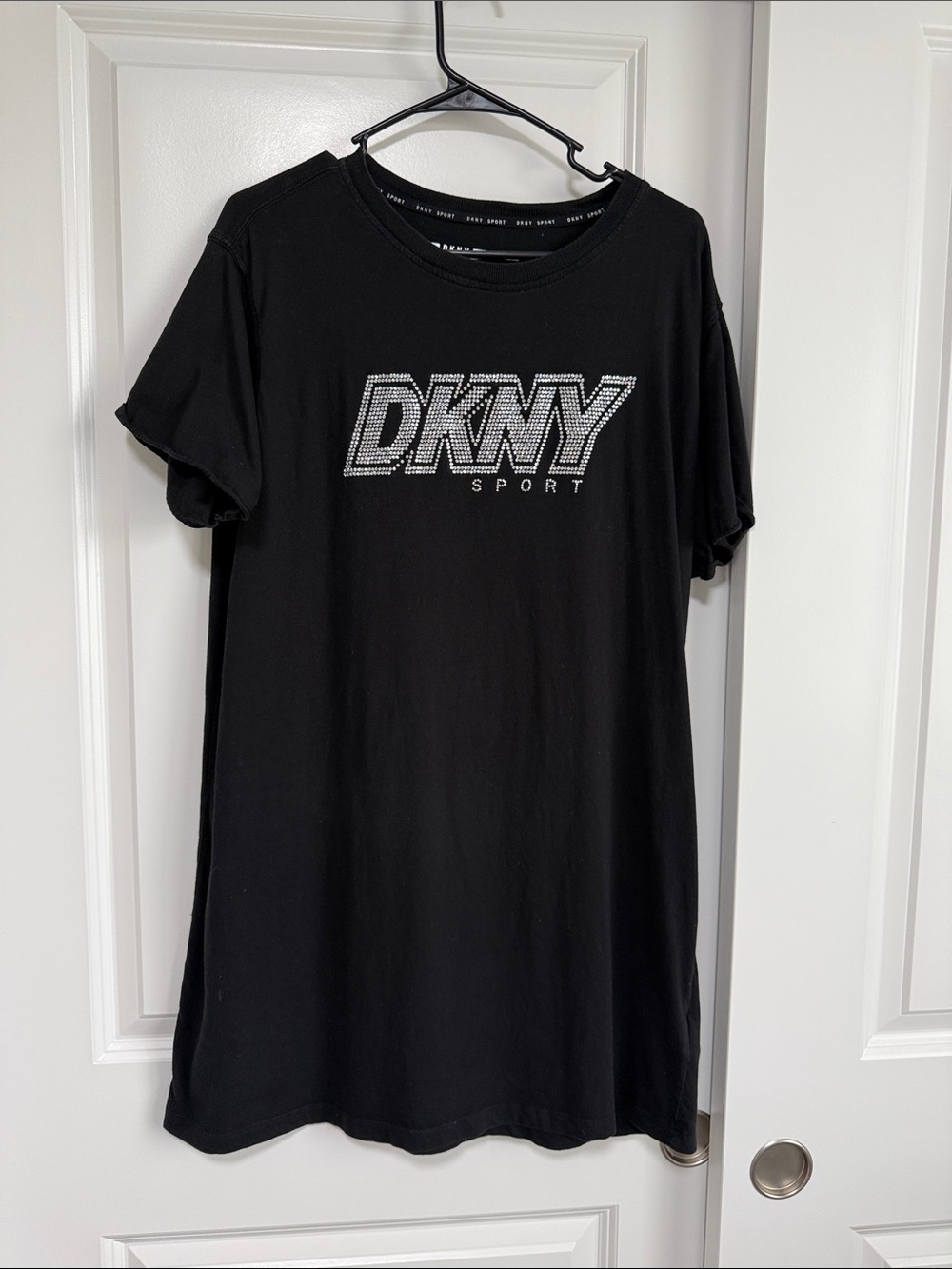 DKNY T-Shirt Dress Sporty Silver Logo Cotton